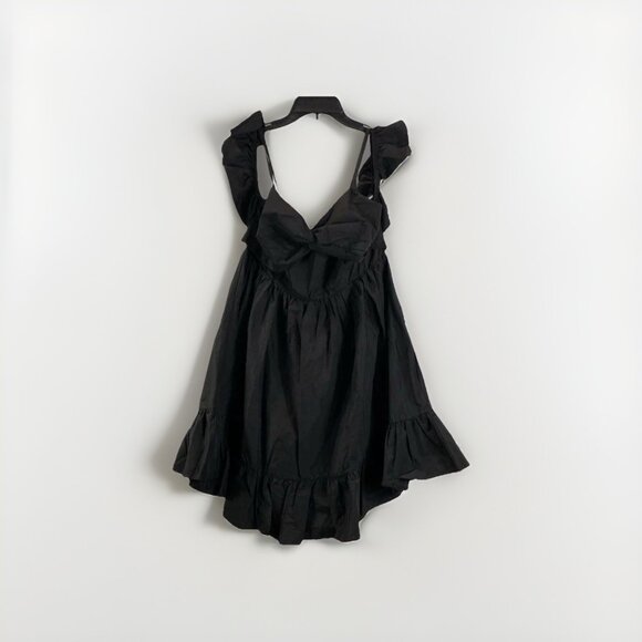 Club London Black Ruffle Detail Mini Dress Sz 8 Fit Flare Cocktail Party NWT - Picture 2 of 6